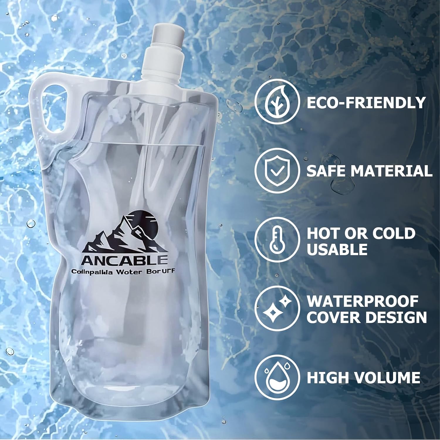 Ancable 1L Hiking Collapsible Water Bottles, 4-Pack 33OZ BPA-Free Foldable Backpacking Water Bottle for Travel Camping Hiking - Image 6
