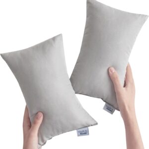 Magik & Kover Small Pillow Mini Pillow for Travel 2 Pack, 11" x 7" Tiny Pillows with Name Tag, Travel and Sleep, Small Rectangular for Neck, Lumbar, Back, Pet Dogs, Grey
