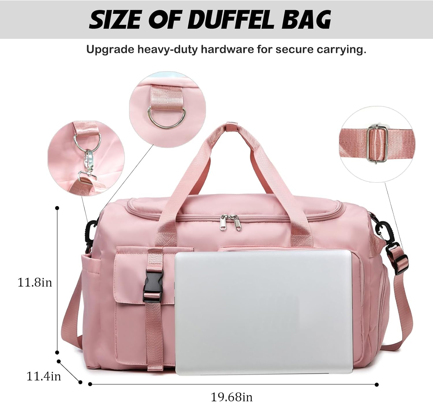 Eslcorri Gym Duffle Bag for Women Men, Sports Backpack with Wet & Shoe Compartment, Fitness Overnight Weekender Bag for Yoga, Swim, Travel (Style B, GreenPink) - Image 2