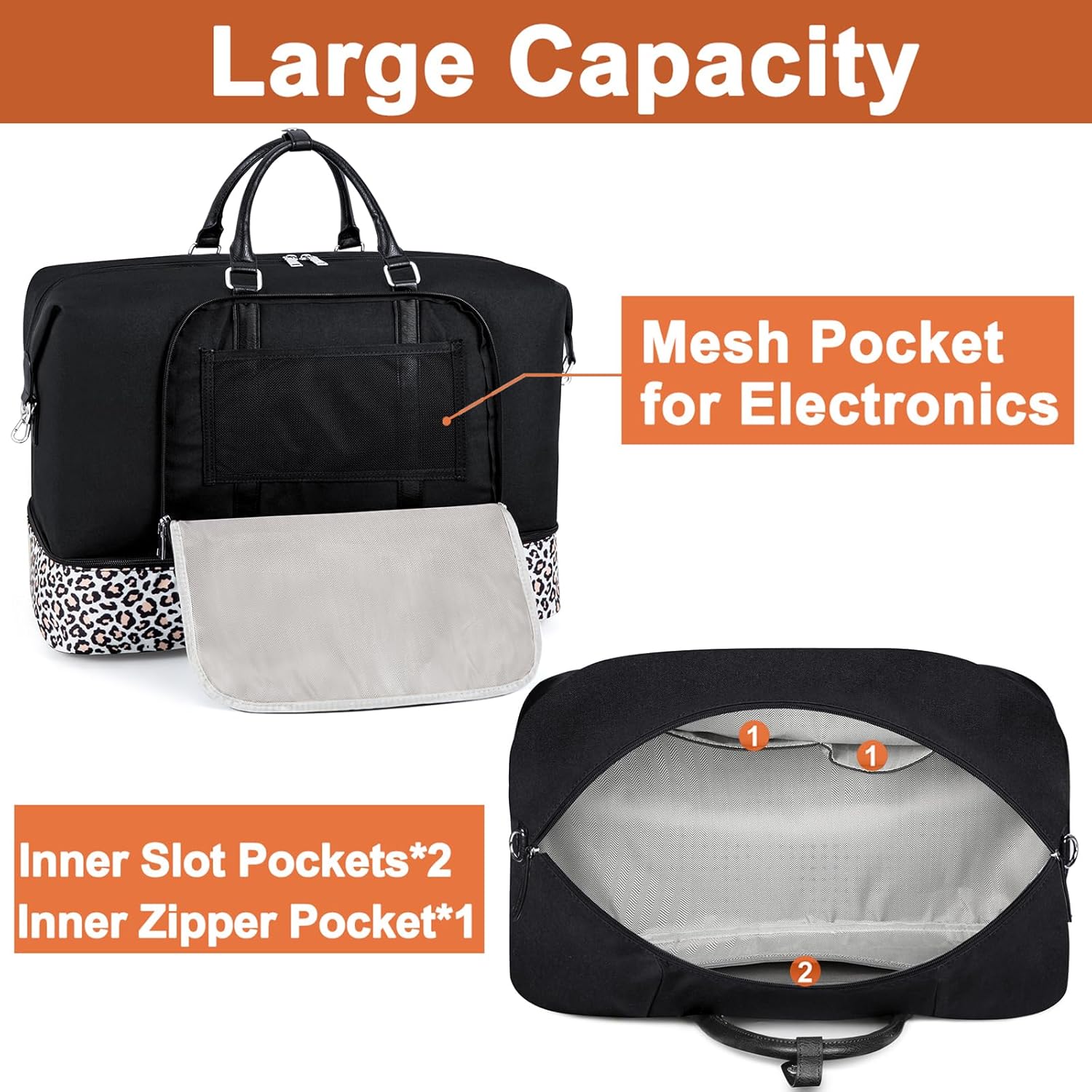 Travel Weekender Bag for Women, 21" Overnight Bag with Shoe Compartment 50L Large Travel Duffel Bag Carry On Tote for Weekend, Overnight, Business Trips, Water Resistant - Image 4