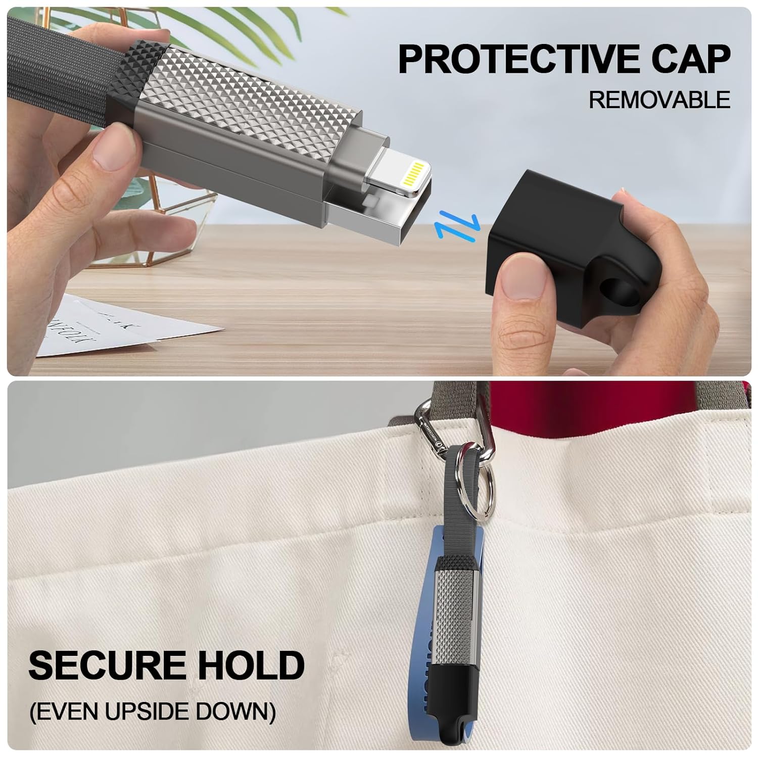 Keychain Charger 100W USB C Multi Charging Cable, 2-in-2 USB A+C to USB C+Lightning Fast Charger Cable, Travel Portable Magnetic Short Charging Cable for iPhone 16/15/14/13/12/iPad/MacBook/Samsung - Image 7