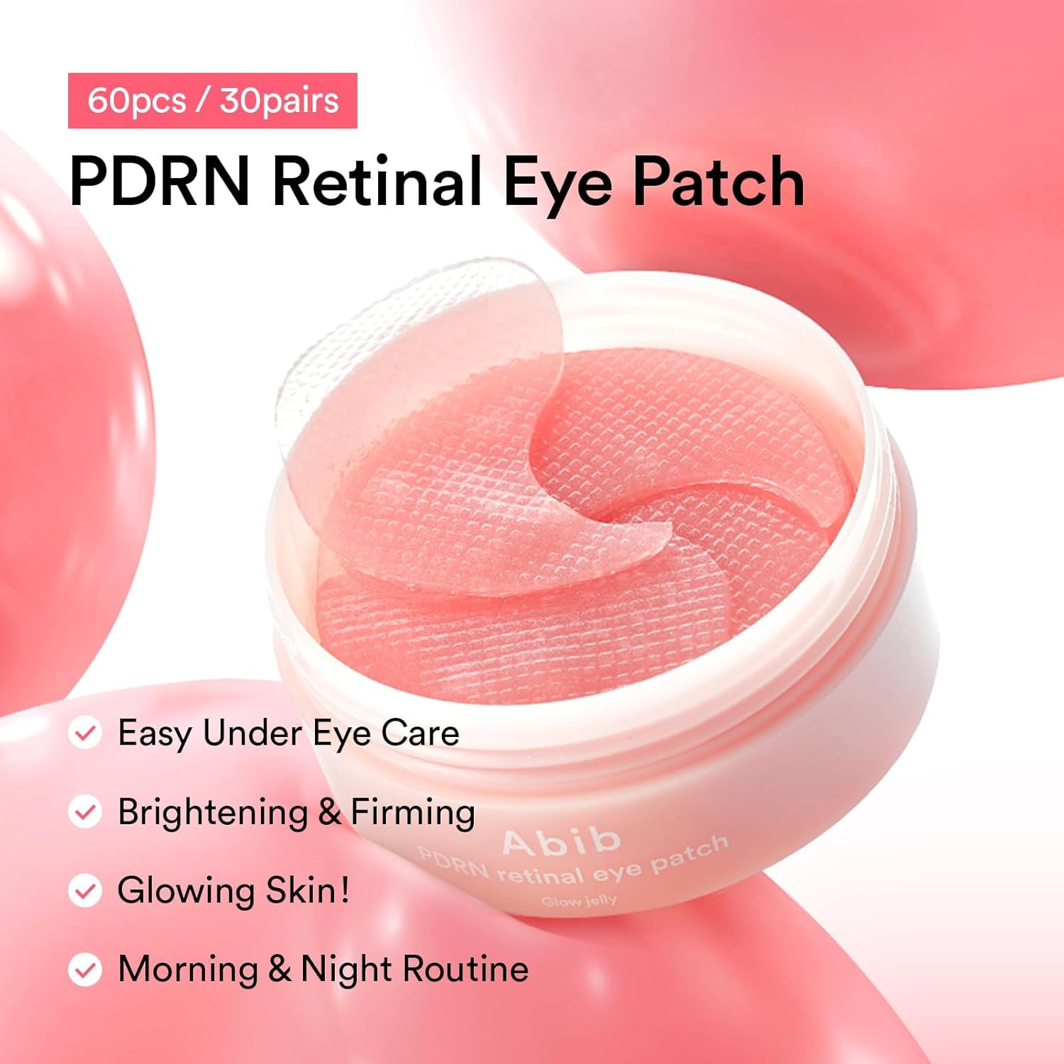 Abib PDRN Retinal Eye Patches for Rejuvenating & Puffy Eyes with Glow Jelly, Niacinamide, 60 Count, Korean Skin Care - Image 3