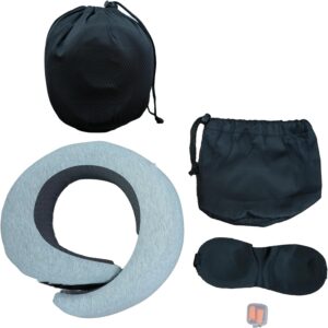 Designed for The Comfort of Travel & Office, The Pillow for Plane, Car, Home, Work，Grey Ergonomic 360° Neck Support for Airplane Adults Memory Foam Travel Neck Pillow