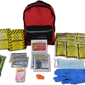 Ready America 70280 72 Hour Emergency Kit, 2-Person, 3-Day Backpack, Includes First Aid Kit, Survival Blanket, Portable Preparedness Go-Bag for Camping, Car, Earthquake, Travel, Hiking, and Hunting, Red