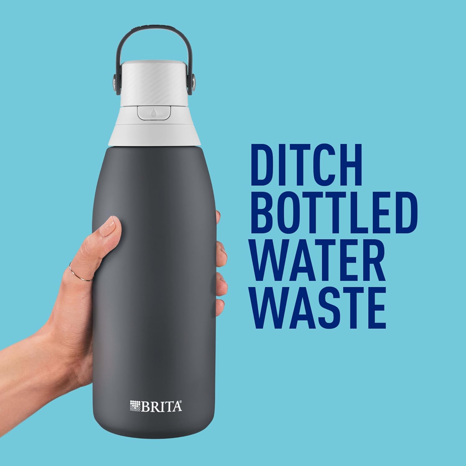 Brita Stainless Steel Premium Filtering Water Bottle, BPA-Free, Reusable, Insulated, Replaces 300 Plastic Water Bottles, Filter Lasts 2 Months or 40 Gallons, Includes 1 Filter, Carbon - 32 oz - Image 6