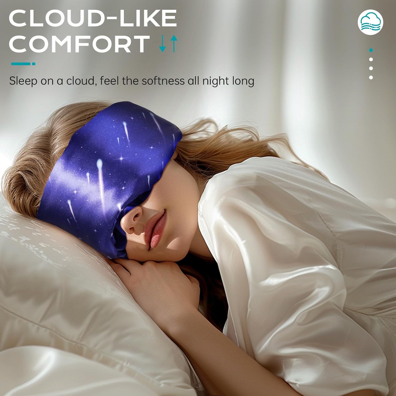 MUSICOZY Silk Sleep Mask for Women Men, Ultra-Soft Mulberry Silk Eye Mask with Adjustable Velcro Strap, Breathable Sleep Mask for Total Darkness, Perfect for Travel, Naps & Nighttime Rest - Image 5