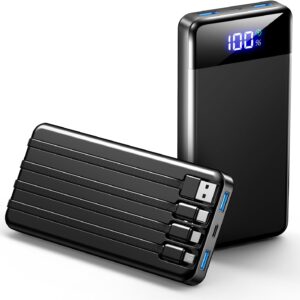 Portable Charger 35000mAh Power Bank - Powerbank with 4 Built in Cables, 22.5W Fast Charging Travel Camping Essential Battery Pack Compatible with iPhone 17 16 15 14 13 Samsung Google, 1 Pack