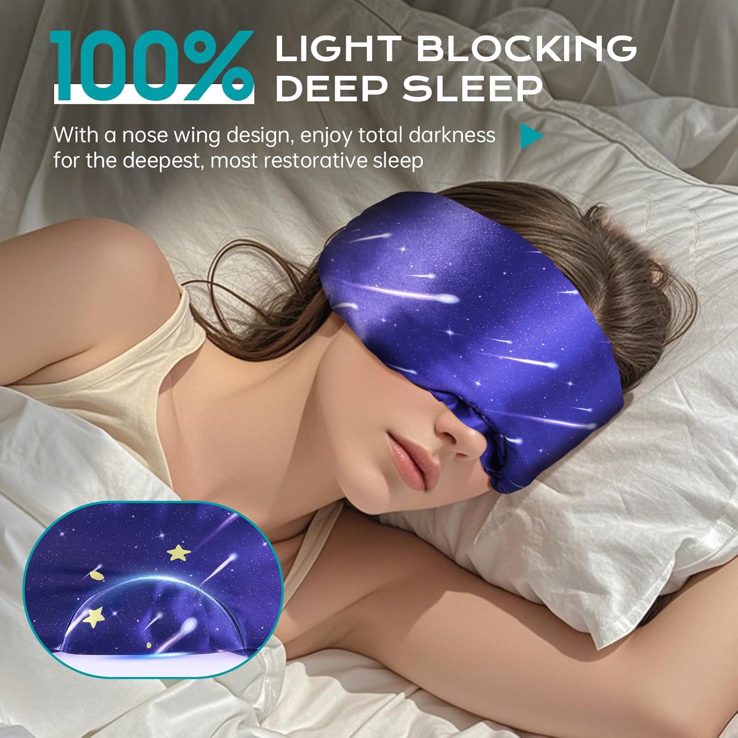 MUSICOZY Silk Sleep Mask for Women Men, Ultra-Soft Mulberry Silk Eye Mask with Adjustable Velcro Strap, Breathable Sleep Mask for Total Darkness, Perfect for Travel, Naps & Nighttime Rest - Image 3