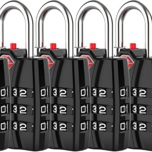 Forge Open Alert TSA Approved Luggage Locks - 3 Digit Combination, Easy Read Dials, Zinc Alloy Body - Ideal Travel Lock for Luggage, Suitcases, Bags & Toolboxes (Black 6 Locks)