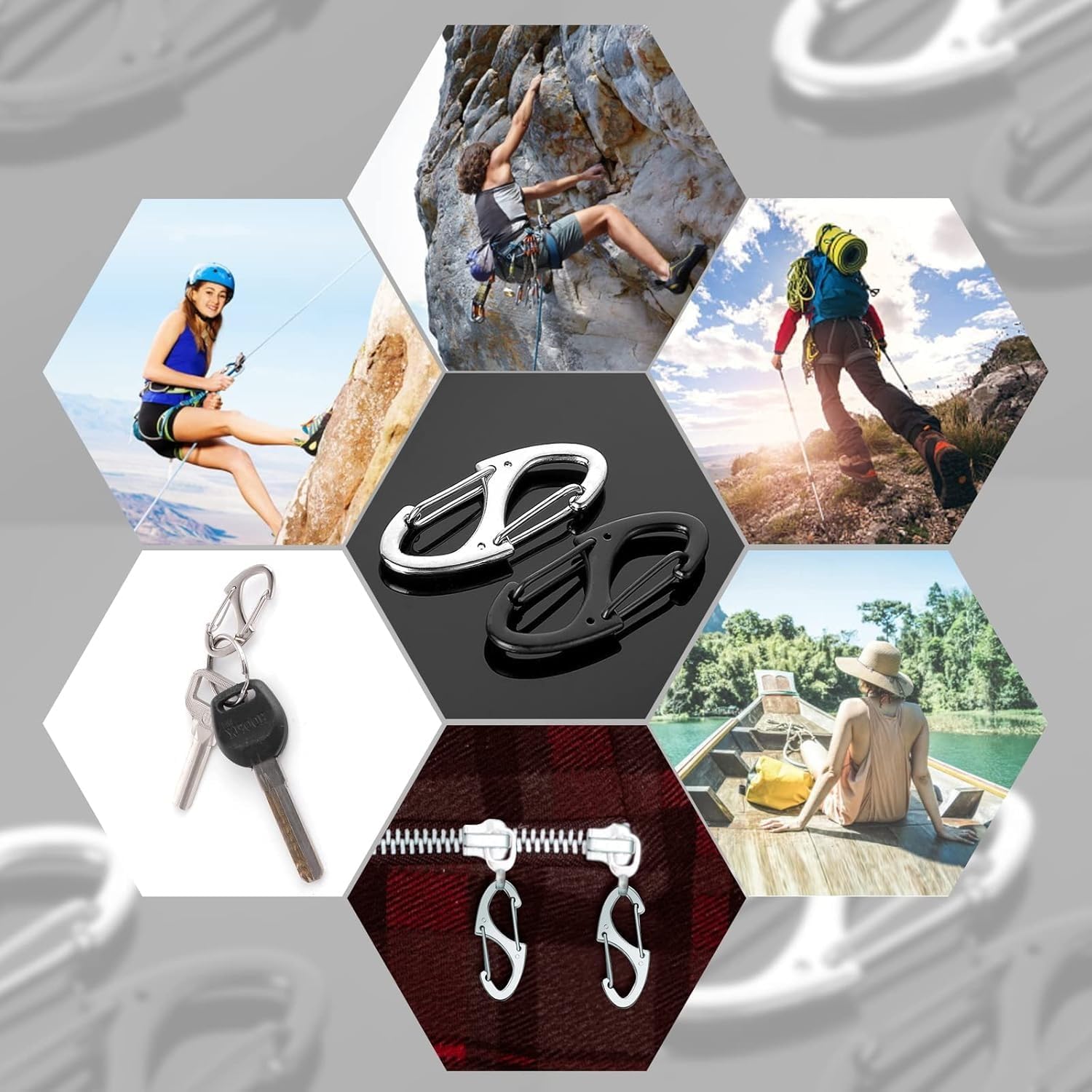 9Pcs Zipper Clip Theft Deterrent, Double Opening Lock Zipper Pull Replacement Clips, Small Carabiner Clips for Bag Luggage Pickpocket Backpack Purse Traveling Camping Suitcase - Image 5