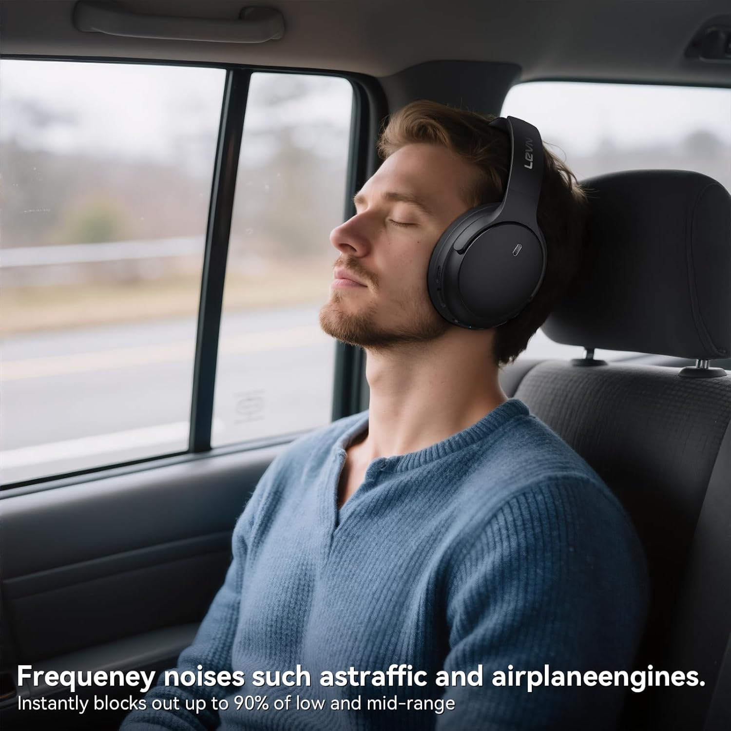 LEVN Hybrid Active Noise Cancelling Headphones, Wireless Headphones Bluetooth 5.4 with Transparent Mode, Hi-Res Audio, Deep Bass, 70H Playtime Over Ear Bluetooth Headset for Work/Travel/Home/Office - Image 4