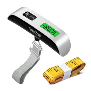 Digital Luggage Scale 110 lb / 50 kg, Portable Suitcase Weight Scale with Backlit LCD Display, 4 Units, Heavy-Duty Strap Hook, Compact Travel Scale, Included 150cm Soft Measuring Tape & Battery