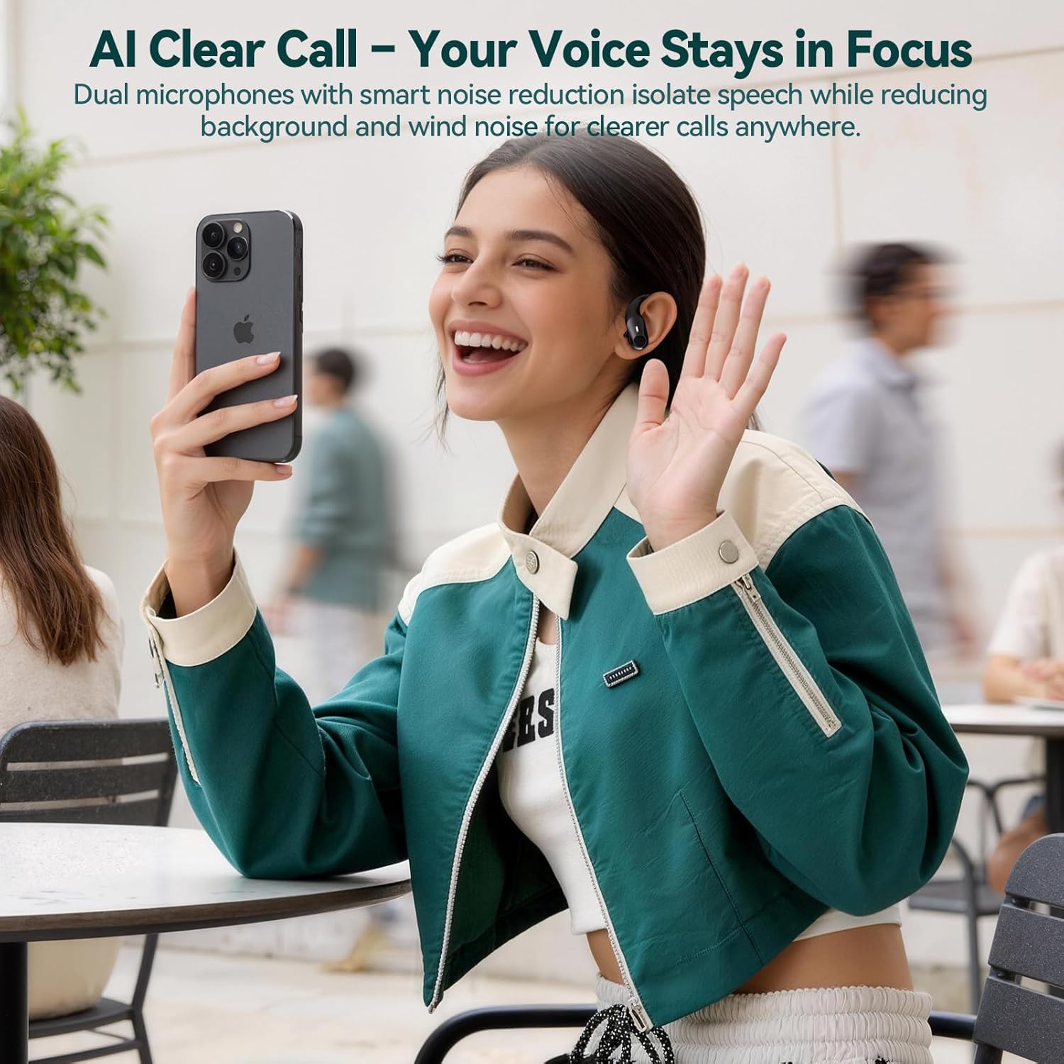 Active Noise Cancelling Wireless Earbuds Bluetooth Headphones 80H Playtime Ear Buds with Power Display Case Hi-Res Sound & Clear Calls Over Ear Hooks Earphones for Sports Running Gym Workout Black - Image 4