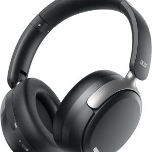 acer OHR516 Active Noise Cancelling Headphones, Over Ear Wireless Bluetooth, 60H Playtime, 40mm Drivers, Low-Latency Mode, ENC Clear Calls, Foldable Comfortable Design (Black)