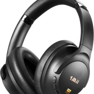 1Mii Y8 Active Noise Cancelling Headphones, Bluetooth 6.0 Headphones Wireless Over Ear, 75H Playtime Hi-Res Audio, AI Translation & Voice Chat, Custom EQ via APP for Airplane & Home Office - Black