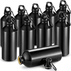 CHENGU 10 Pcs Aluminum Water Bottle 20 oz Reusable Bottles Lightweight Leak Proof Aluminum Sports Travel Bottles with Twist Cap Buckle for Gym, Hiking, Cycling, Camping, Fishing