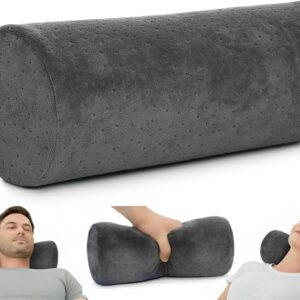 AllSett Health Round Cervical Roll Cylinder Bolster Pillow with Removable Washable Cover, Ergonomically Designed for Head, Neck, Back, and Legs, Grey | 13" X 5"