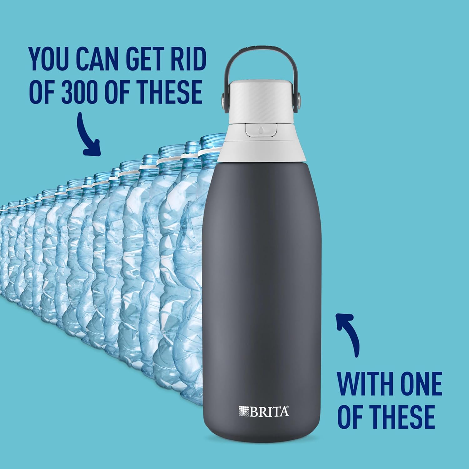 Brita Stainless Steel Premium Filtering Water Bottle, BPA-Free, Reusable, Insulated, Replaces 300 Plastic Water Bottles, Filter Lasts 2 Months or 40 Gallons, Includes 1 Filter, Carbon - 32 oz - Image 2