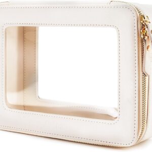 Aveniee Clear Makeup Bag Organizer, Travel Toiletry Bag Cosmetic Case for Women, Make Up Skincare Pouch Car Organizer Bag with Zippers for Essentials,White,Medium Classic