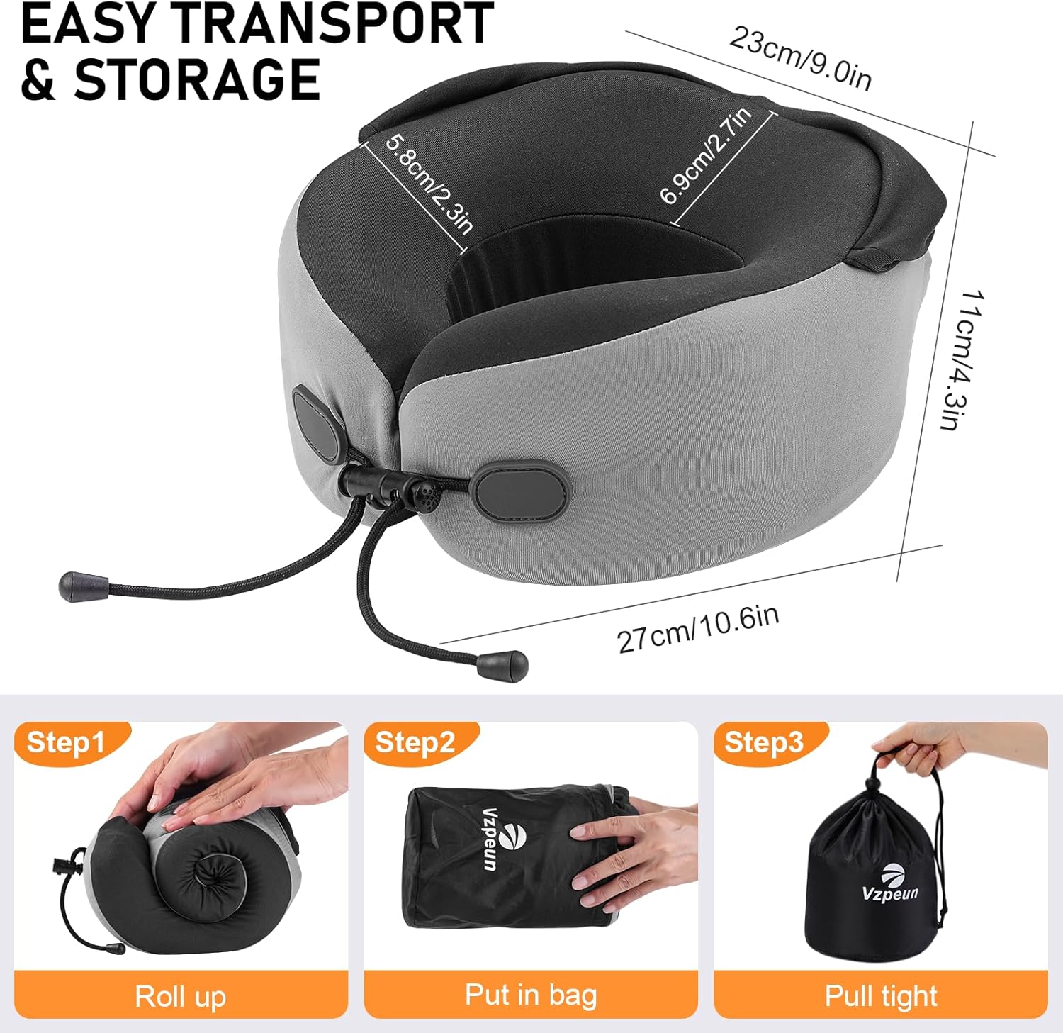 Neck Pillow for Travel - Hooded Memory Foam Plane Pillow for Airplane, Office, Cars Sleeping, Road Trip, Long Flights, Portable Plane Accessories, Includes Eye Mask & Earplugs (Blue) - Image 6