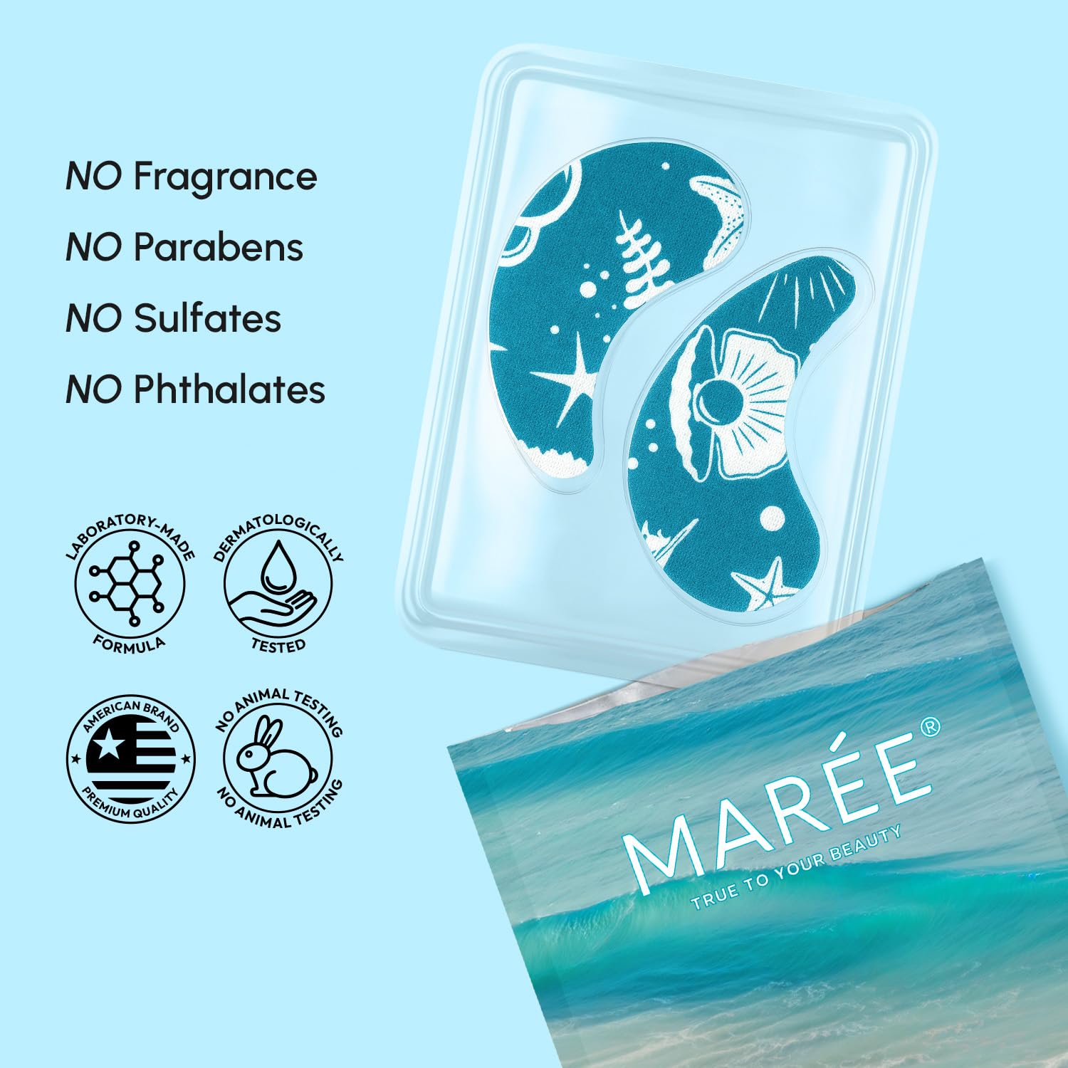MAREE Hydrating Under Eye Patches for Puffy Eyes and Dark Circles – Marine Collagen & Caffeine Eye Patches – Brightening Eye Patche with Niacinamide – Depuffing Eye Mask for Dark Circles and Puffiness - Image 7
