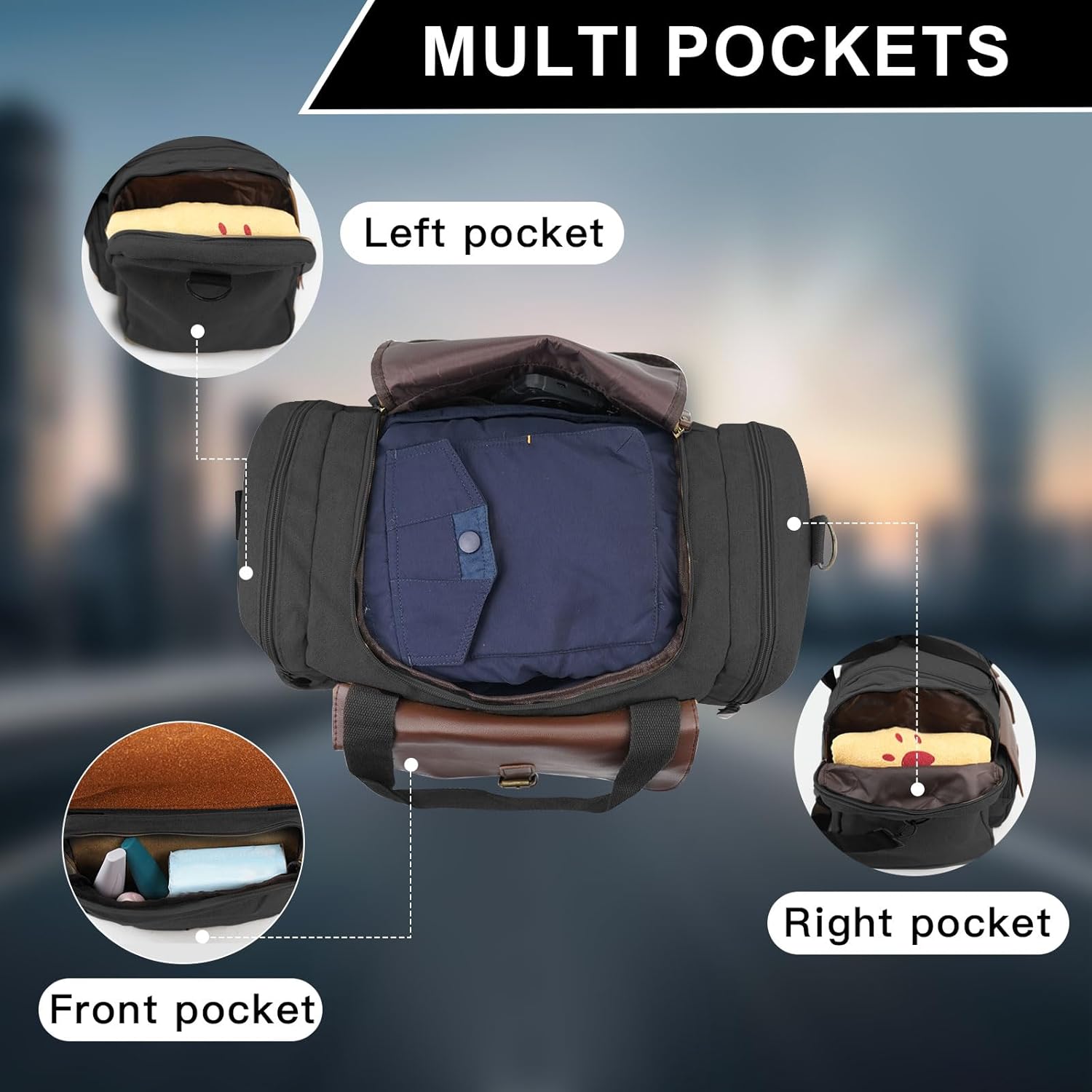 22L Lightweight Travel Duffle Bag - Approved Under Seat Carry-On, Multi-Pocket Weekender Gym Bag with Adjustable Straps, Unisex Overnight Bag for Men & Women - Image 6