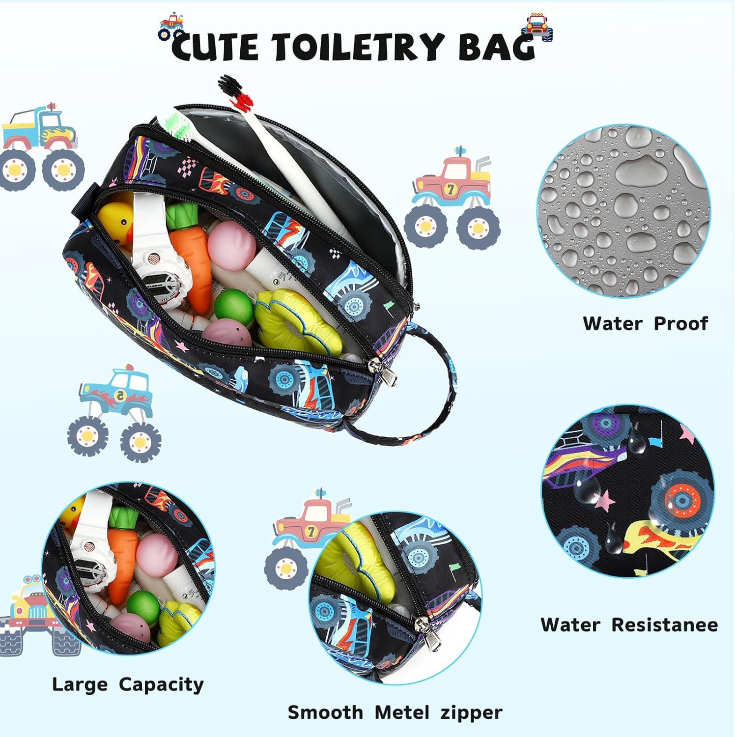 CAMTOP Travel Toiletry Bag for Kids Cute Toiletry Bags for Girls Boys Waterproof for Toiletries Accessories Bathroom Stuff - Image 3