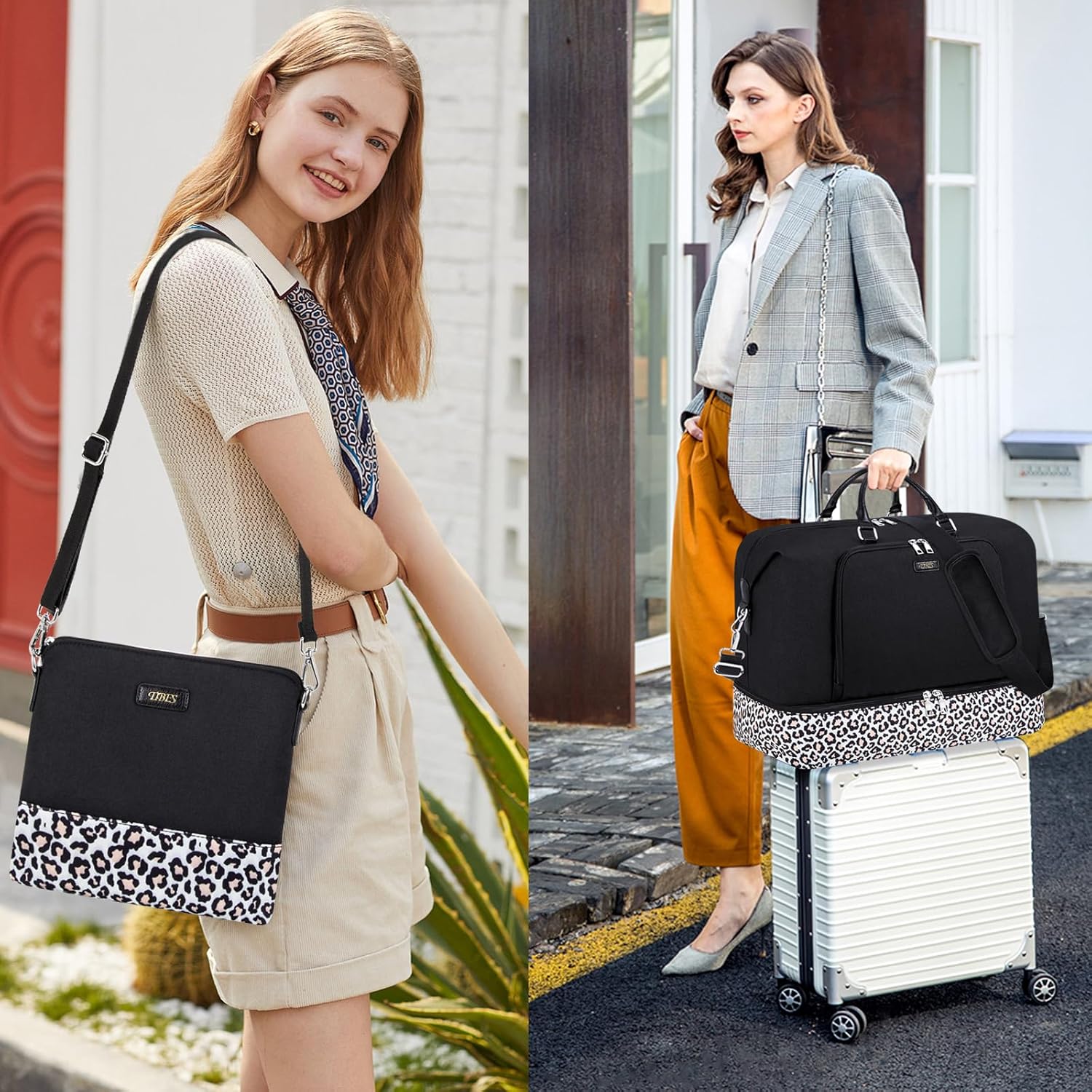 Travel Weekender Bag for Women, 21" Overnight Bag with Shoe Compartment 50L Large Travel Duffel Bag Carry On Tote for Weekend, Overnight, Business Trips, Water Resistant - Image 7