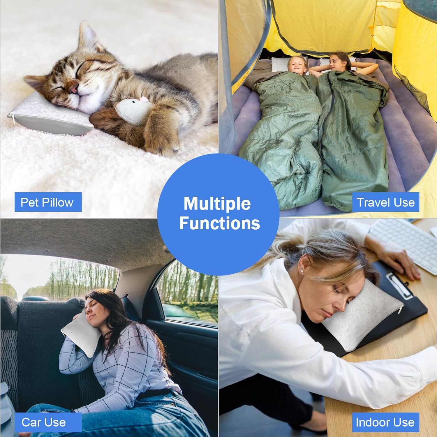 Zelimun 2 Pack Tiny Pillows (11"x7") – Dual-Sided Cooling & Cotton Fabric Small Travel Pillows, Portable Mini Cushions for Sleeping, Office Naps, Car, Pets & Travel Use - Image 3