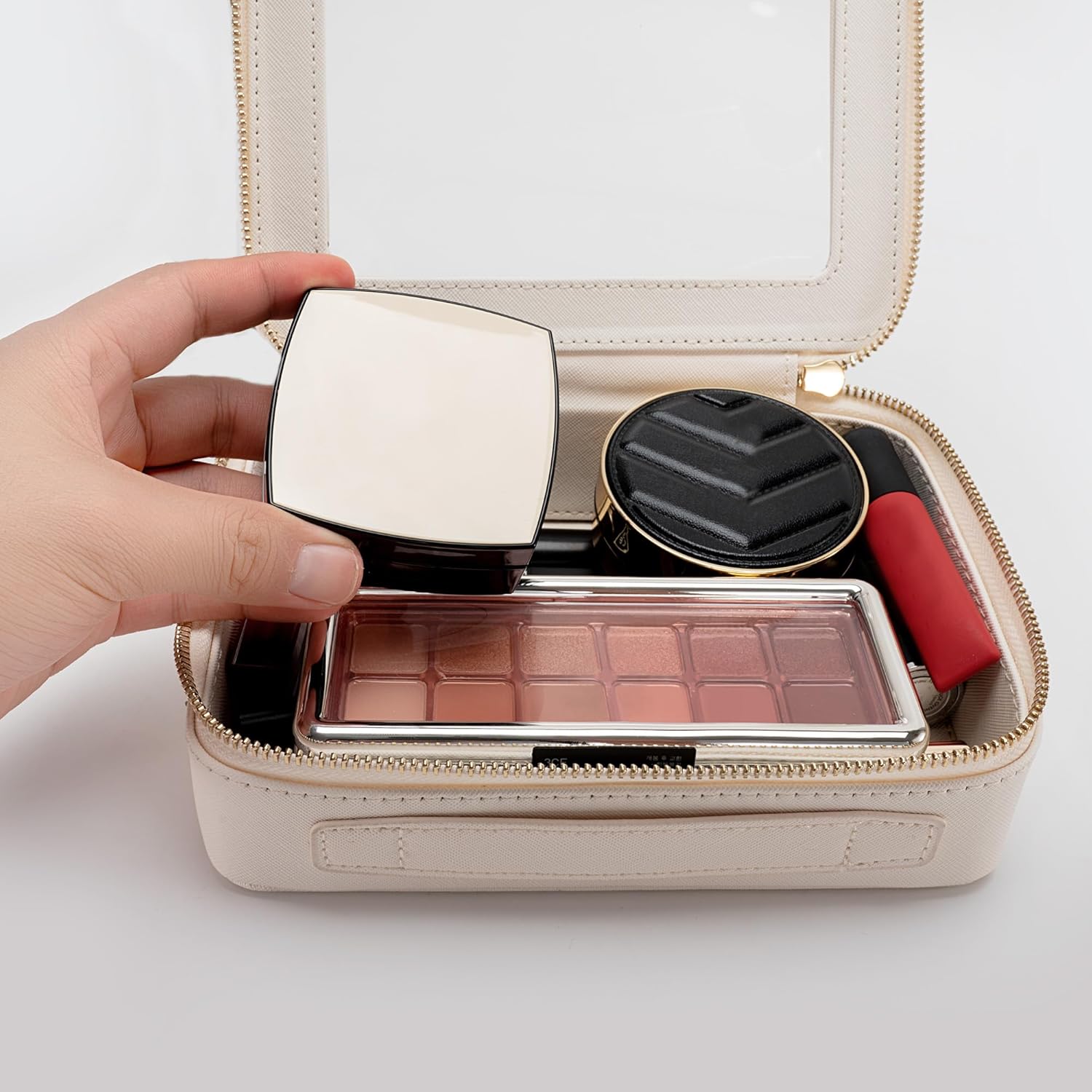 Aveniee Clear Makeup Bag Organizer, Travel Toiletry Bag Cosmetic Case for Women, Make Up Skincare Pouch Car Organizer Bag with Zippers for Essentials,White,Medium Classic - Image 4