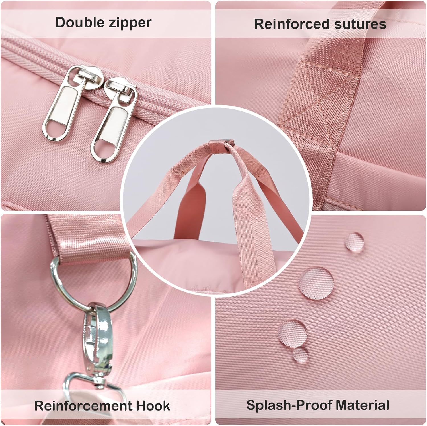 Eslcorri Gym Duffle Bag for Women Men, Sports Backpack with Wet & Shoe Compartment, Fitness Overnight Weekender Bag for Yoga, Swim, Travel (Style B, GreenPink) - Image 5