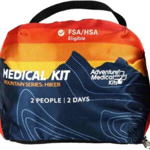 Adventure Medical Kits Mountain Series Medical Kit - Hiker - Emergency Medical First Aid Kit - for 2 People for 2 Days - Comes with a Trauma Pad, Medicine, Guide Book & More - Sunset