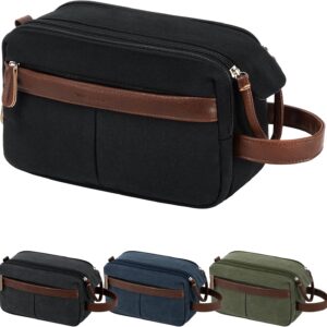 Vorspack Canvas Toiletry Bag for Men - Water Resistant Travel Bag for Toiletries, Bathroom Essentials, Accessories - Black