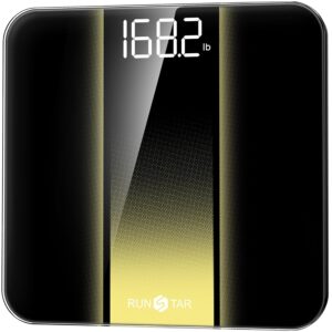 RunStar Digital Bathroom Scale for Body Weight with High Precision, Clear LED Backlight Display, Accurate Scale with 6mm Tempered Glass, 400lb