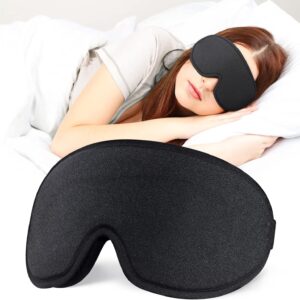 Eye Mask for Sleeping, 3D Contoured Cup Sleep Mask for Men Women, Soft Breathable Blackout Blindfold, Travel Eye Cover, Night Sleeping Mask with Adjustable Buckle for Side Sleeper (Black, 1 Pack)