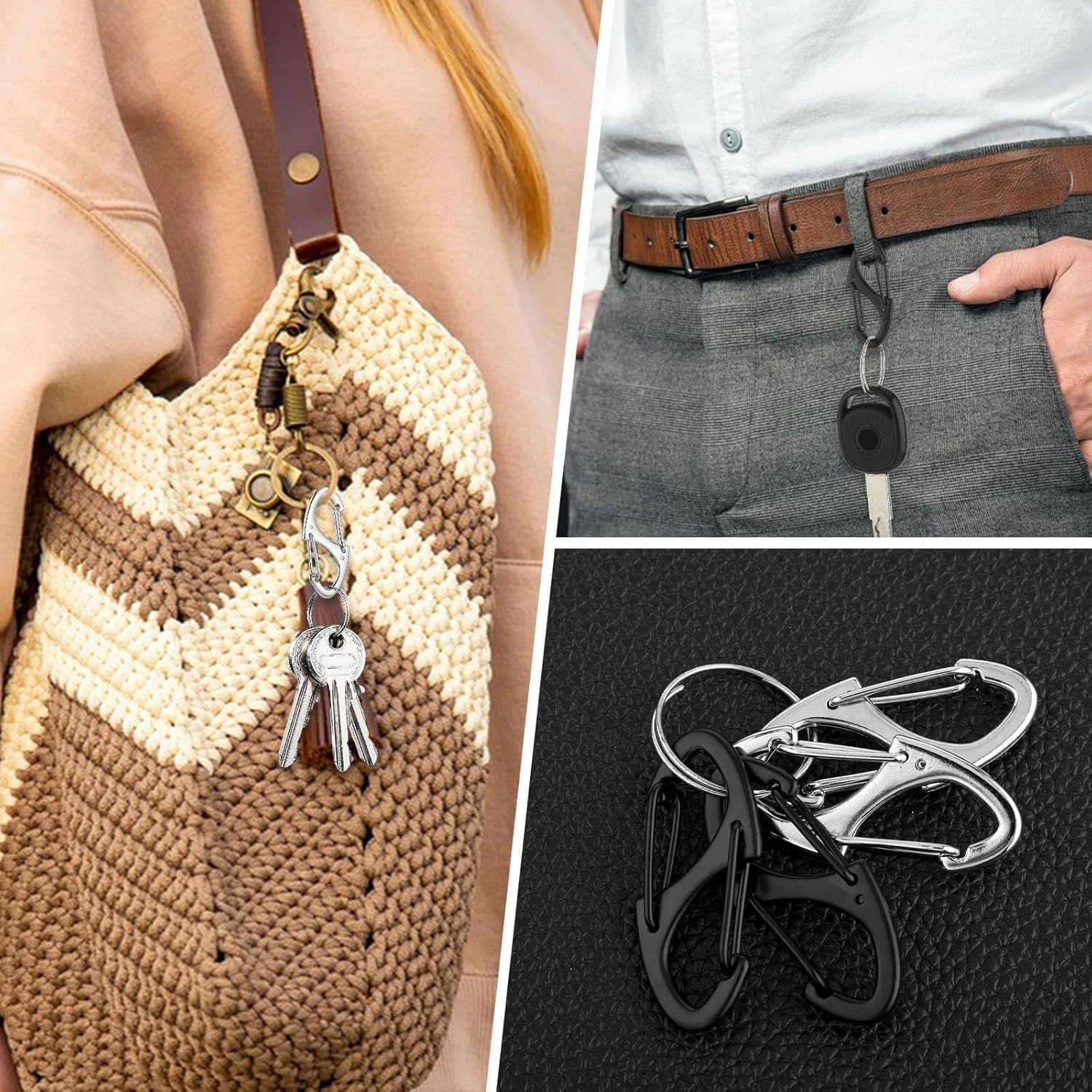 9Pcs Zipper Clip Theft Deterrent, Double Opening Lock Zipper Pull Replacement Clips, Small Carabiner Clips for Bag Luggage Pickpocket Backpack Purse Traveling Camping Suitcase - Image 7