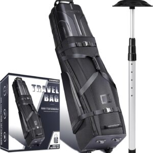 CHAMPKEY Professional Golf Travel Bags for Airlines with Password Lock - Hard Case Golf Travel Bag with Support Pole and Oversized Wheels