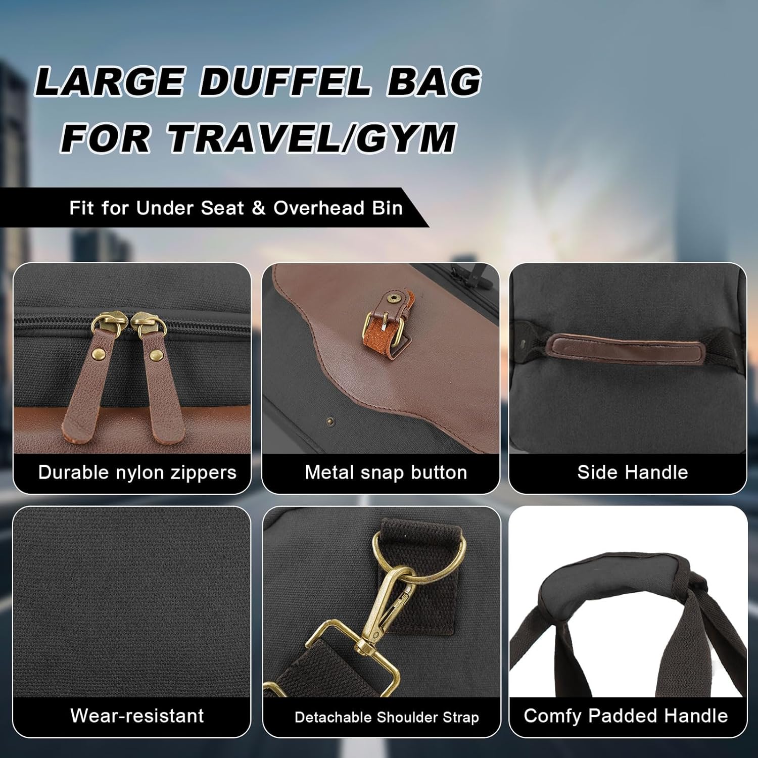 22L Lightweight Travel Duffle Bag - Approved Under Seat Carry-On, Multi-Pocket Weekender Gym Bag with Adjustable Straps, Unisex Overnight Bag for Men & Women - Image 4