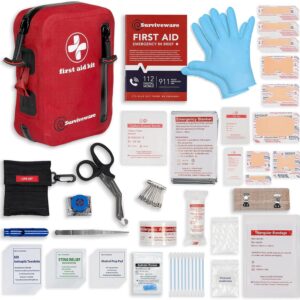 Surviveware 98-Piece Waterproof Premium First Aid & Survival Kit - Comprehensive Emergency Preparedness Gear for Camping, Hiking, Backpacking, and Outdoor Adventures