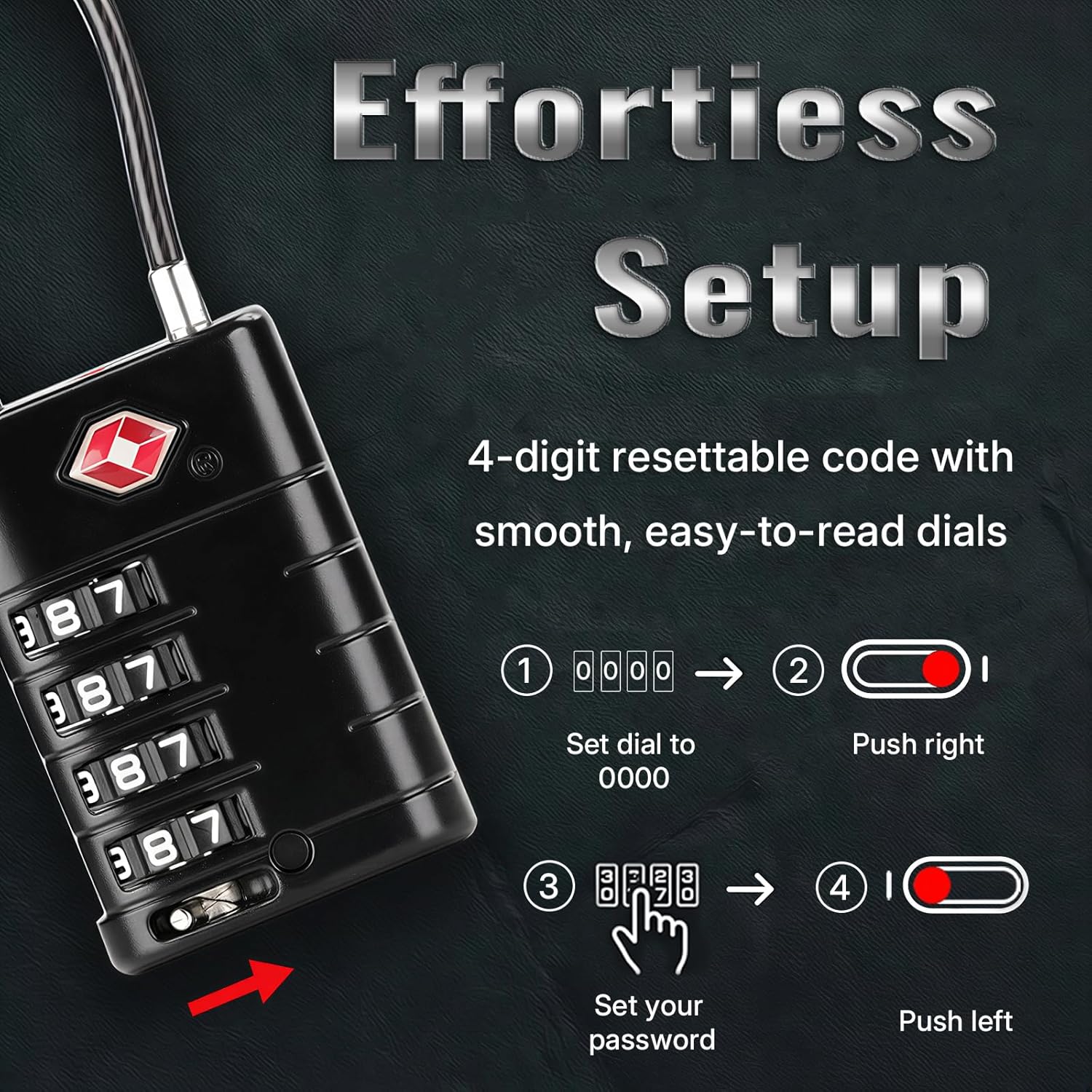 ANVIL TSA Approved Luggage Locks with Search Alert Indicator, 4-Digit Combination Suitcase Lock, Advanced TSA008 Core Heavy Duty Anti-Theft Travel Lock for Bags, Backpacks, Pelican Cases (1, Black) - Image 7