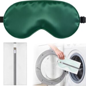 Silk Sleep Mask for Sleeping, Blackout Eye Mask with Adjustable Strap, Lightweight & Comfortable Blindfold for Women & Men, Includes Protective Laundry Bag for Eye Cover(Green)