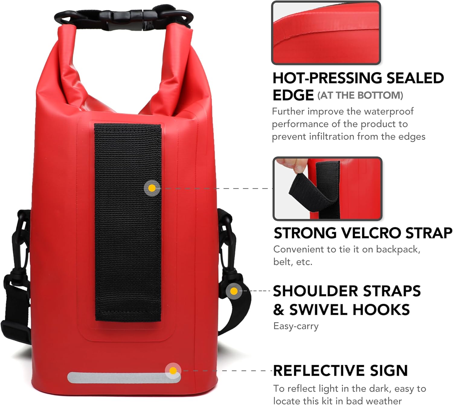 250 PCS Waterproof First Aid Kit, Roll Top Reflective Boat Dry Bag Bug Out Bags, Emergency Medical Kit Ideal for Boating, Camping, Fishing, Kayaking, Floating, Red - Image 3