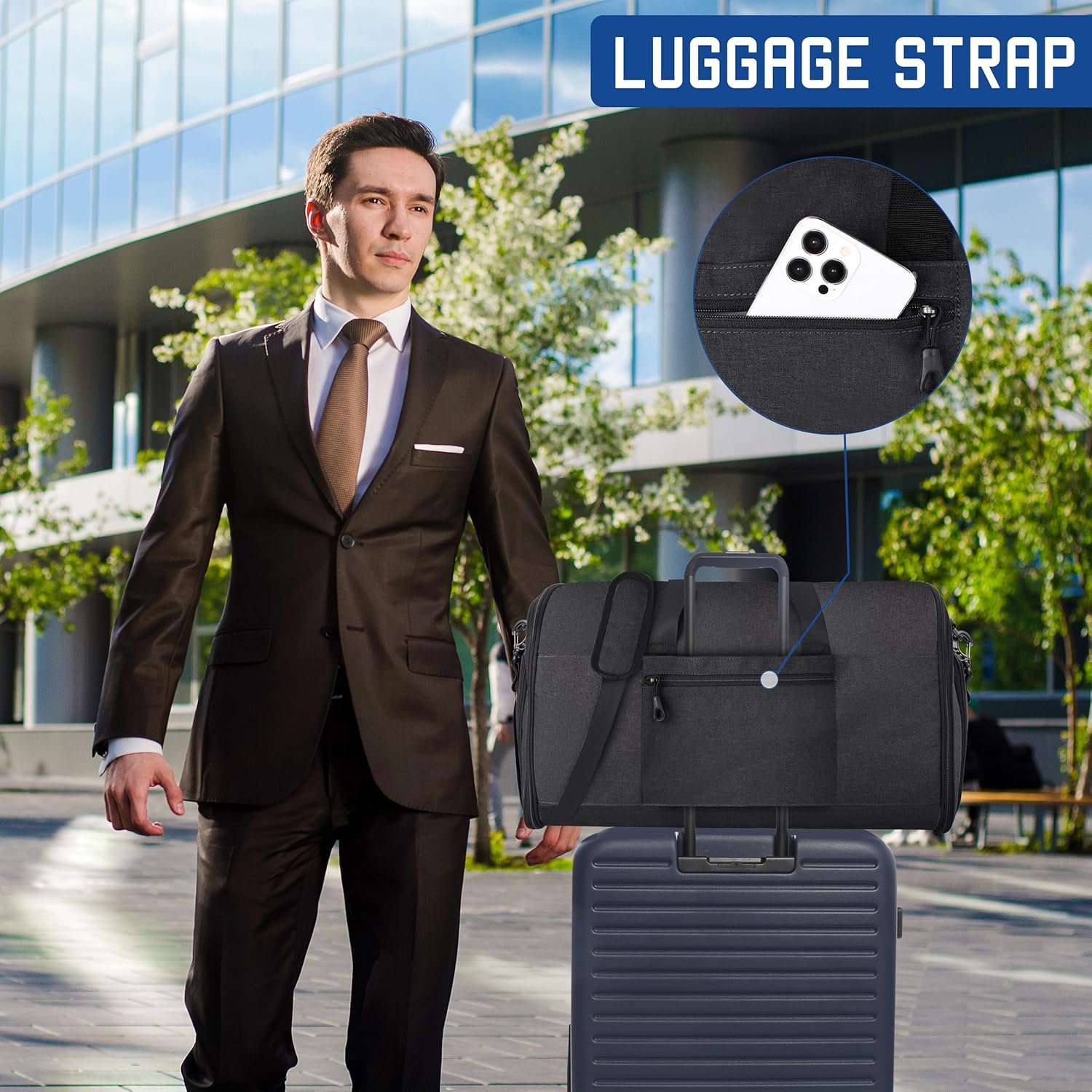 Convertible Duffle Bags for Travel Carry On Suit Duffle Bags with Shoulder Strap 2 in 1 Hanging Garment Duffle Bag for Men Women - Image 5