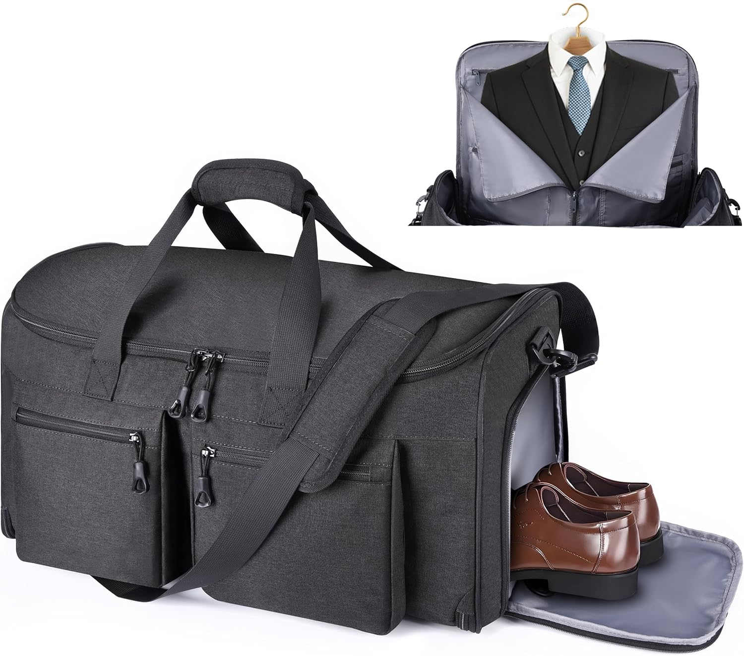 Convertible Duffle Bags for Travel Carry On Suit Duffle Bags with Shoulder Strap 2 in 1 Hanging Garment Duffle Bag for Men Women