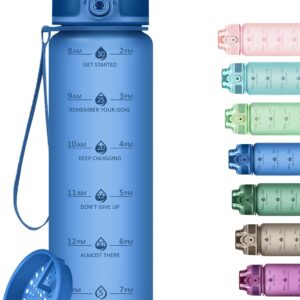 32oz Water Bottle with Time Marker, Motivational Drinking Bottle with Strap, BPA-Free Leak-Proof, Encouraging Water Bottle Time to Drink Water for Gym School Office Travel