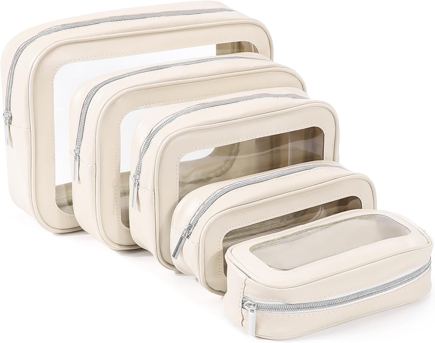YOPCDJ 5PCS Diaper Bag Organizer Pouch Set, TSA Approved Toiletry Bag,Clear Waterproof TPU Makeup Bag Set Travel Organizer Bags for Women and Kids,Mothers Day Gifts