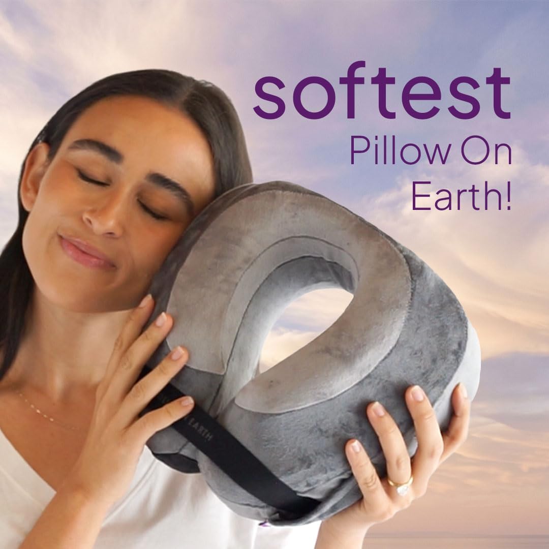 Softest Neck Pillow Ever for Travel – Evolution Earth Deluxe – 360° Head, Neck and Chin Support for Sleeping – Sustainable Memory Foam - Removable, Washable Cover with Compact Carrying Case (Wind) - Image 5