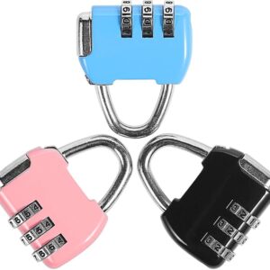 3 Pack Combination Lock 3 Digit Padlock Resettable and Waterproof for School Gym Suitcases Locker, Luggage, Briefcases, Computer Bags, Schoolbags, Backpacks, Locker, Drawers, Toolkit and Cabinets