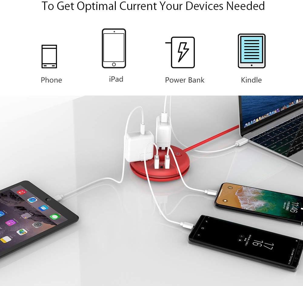 Travel Power Strip, NTONPOWER Desktop Charging Station with 3 Outlets 3 USB Short Wrapped Extension Cord 3ft for Travel, Cruise Ships, Office, Nightstand, Red - Image 6