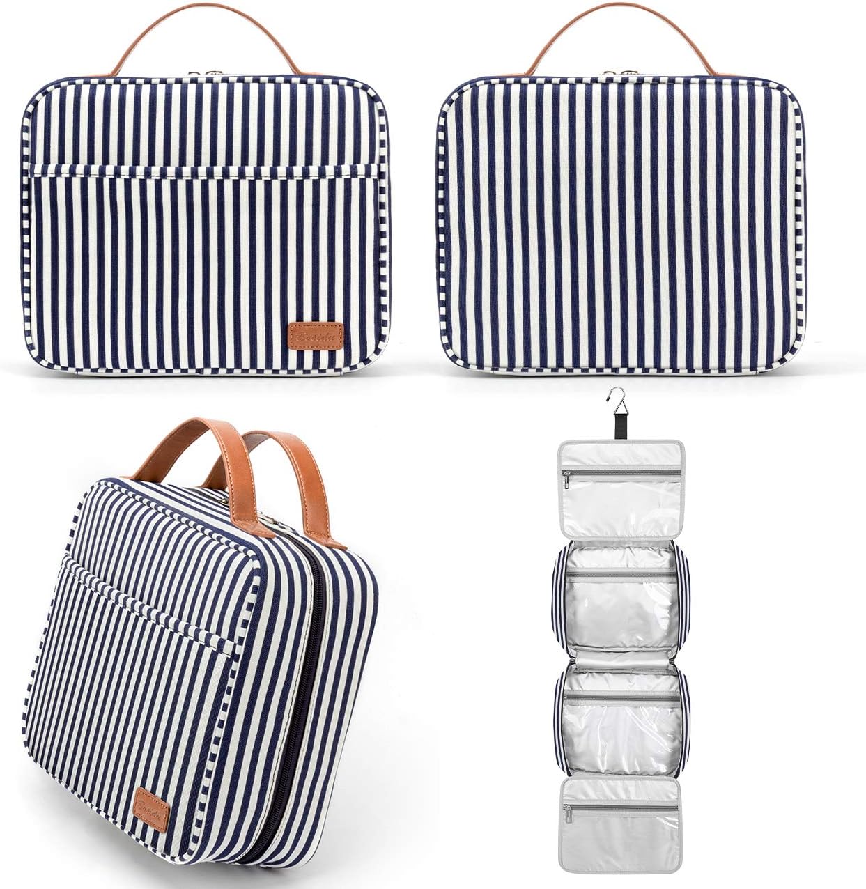 Bosidu Hanging Travel Toiletry Bag,Large Capacity Cosmetic Travel Toiletry Organizer for Women with 4 Compartments & 1 Sturdy Hook,Perfect for Travel/Daily Use/Christmas - Image 6